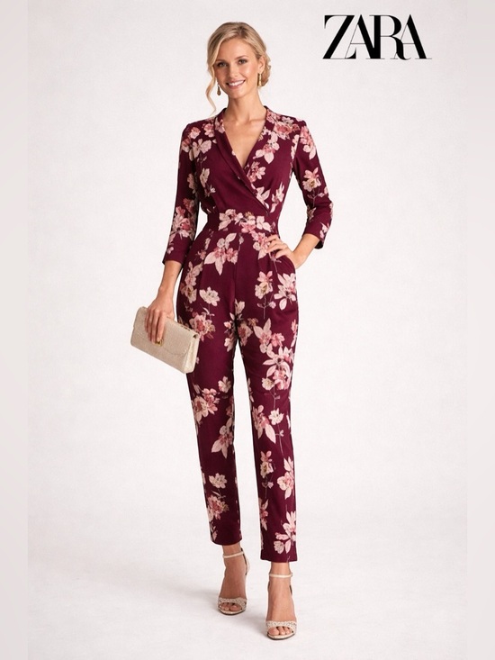 Zara Pants - 🛍️SALE🛍️ ZARA Floral Print Jumpsuit with‎ Open Back Details